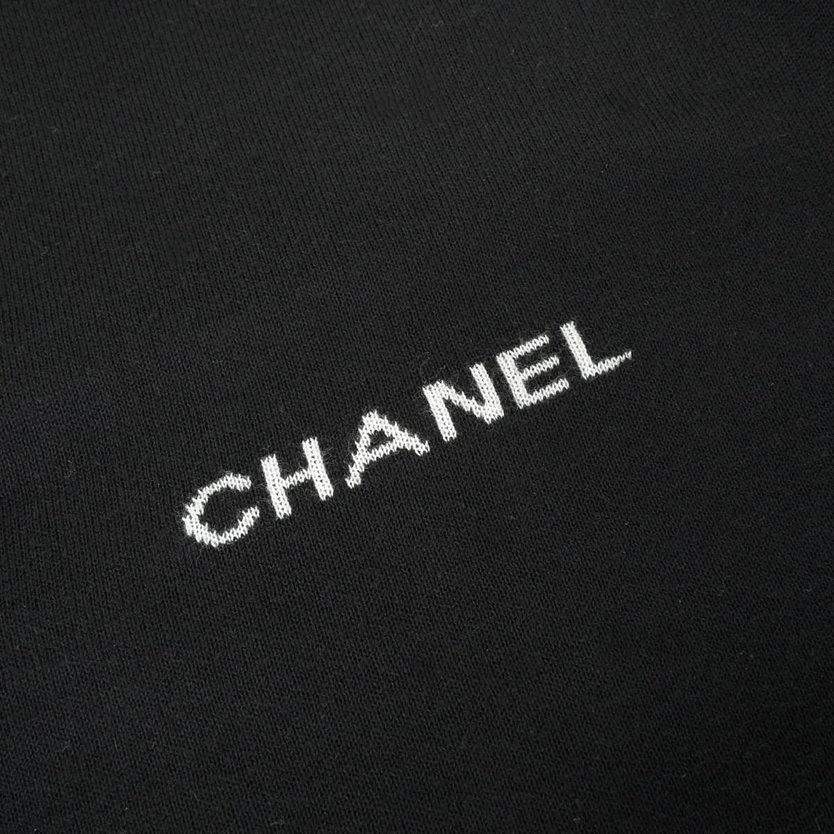 [Pre-loved] 2004SS CHANEL Knit Short-sleeved tops Logo Noir (Black) Cotton #38 P23133[LIKE NEW][Authentic]