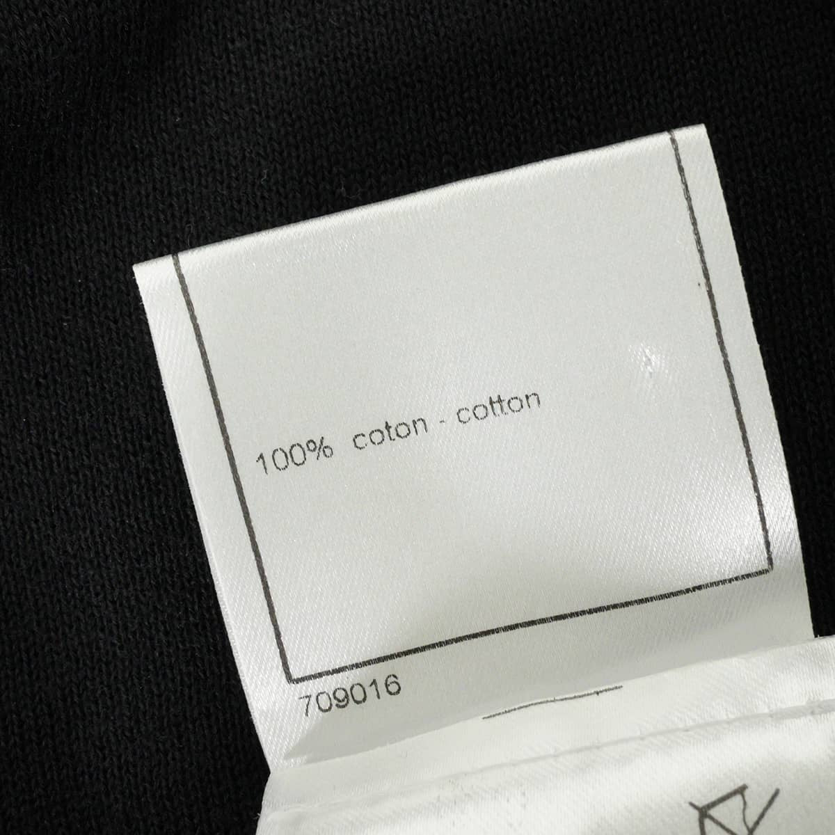 [Pre-loved] 2004SS CHANEL Knit Short-sleeved tops Logo Noir (Black) Cotton #38 P23133[LIKE NEW][Authentic]