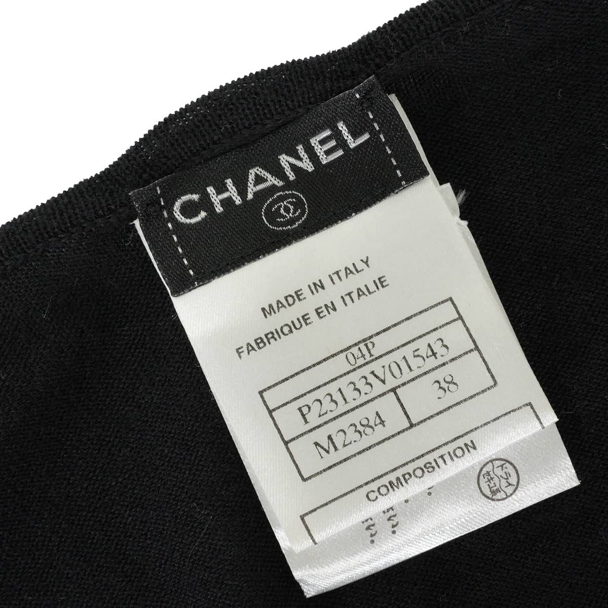 [Pre-loved] 2004SS CHANEL Knit Short-sleeved tops Logo Noir (Black) Cotton #38 P23133[LIKE NEW][Authentic]