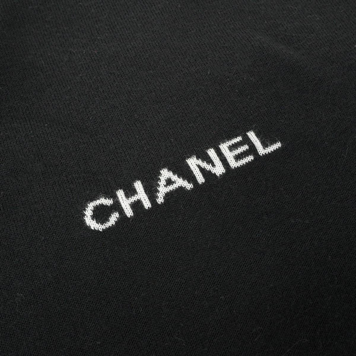 [Pre-loved] 2024SS CHANEL Knit Short-sleeved tops Logo Noir (Black) Cotton #36 P23133[LIKE NEW][Authentic]