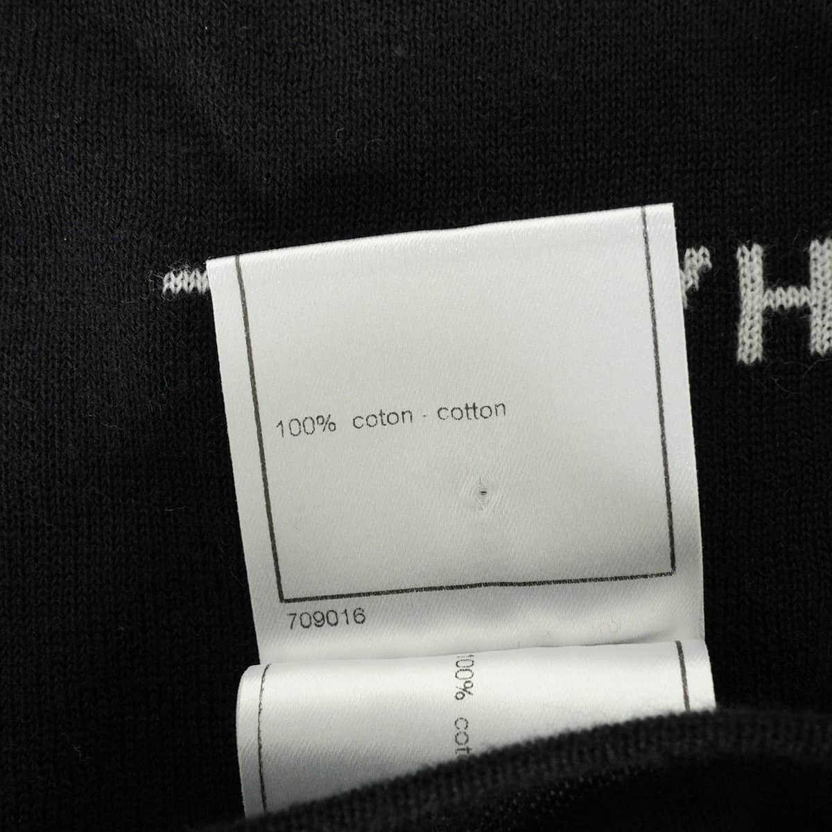 [Pre-loved] 2024SS CHANEL Knit Short-sleeved tops Logo Noir (Black) Cotton #36 P23133[LIKE NEW][Authentic]