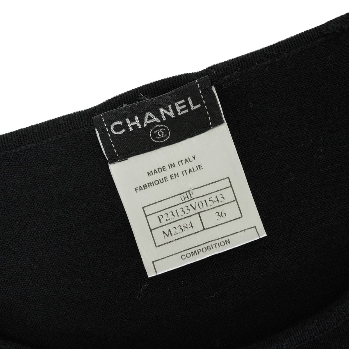 [Pre-loved] 2024SS CHANEL Knit Short-sleeved tops Logo Noir (Black) Cotton #36 P23133[LIKE NEW][Authentic]