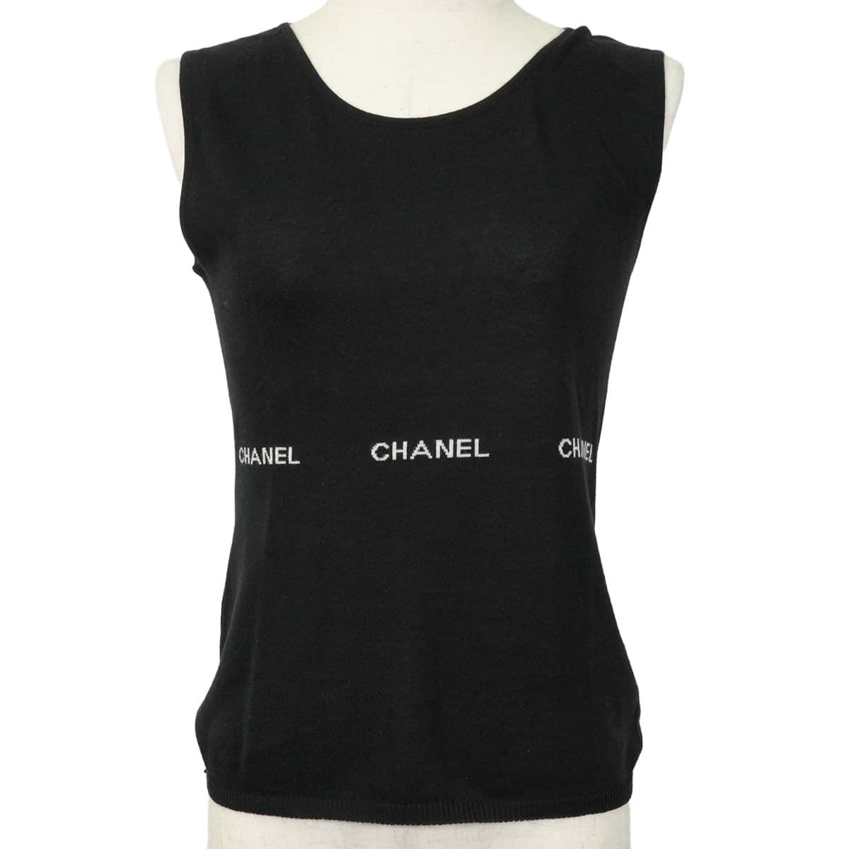 [Pre-loved] 2024SS CHANEL Tops Sleeveless Logo Noir (Black) Cotton #38 P23132[LIKE NEW][Authentic]