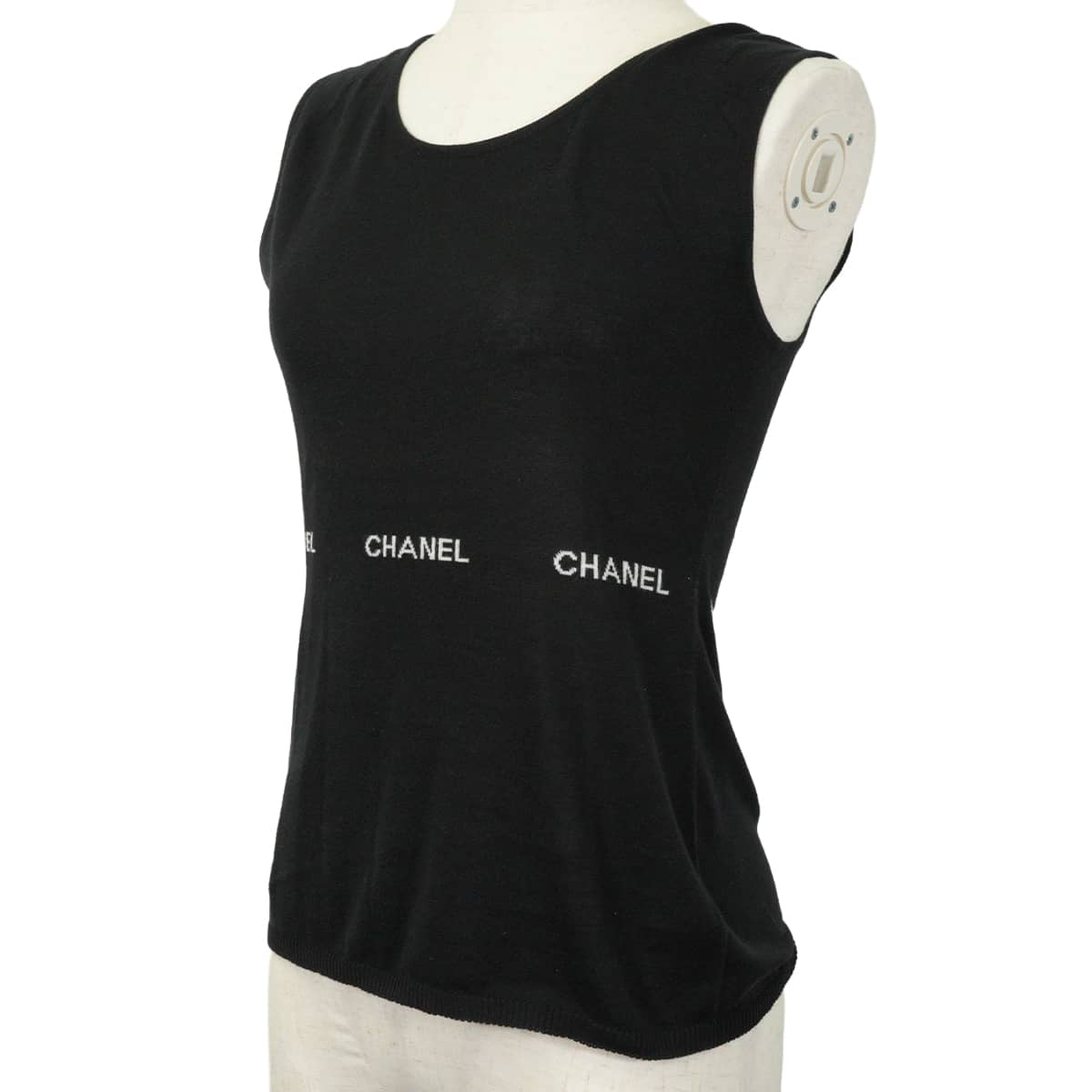 [Pre-loved] 2024SS CHANEL Tops Sleeveless Logo Noir (Black) Cotton #38 P23132[LIKE NEW][Authentic]