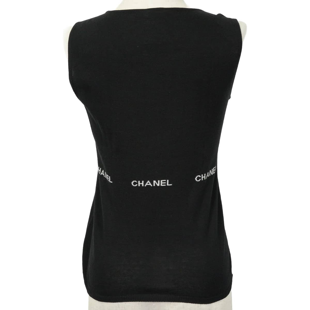 [Pre-loved] 2024SS CHANEL Tops Sleeveless Logo Noir (Black) Cotton #38 P23132[LIKE NEW][Authentic]
