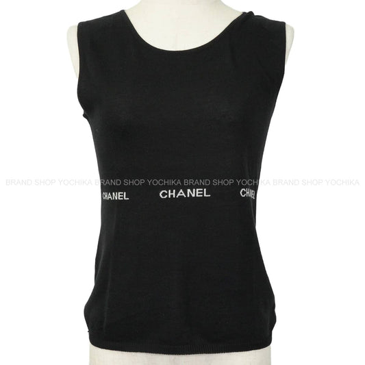 [Pre-loved] 2024SS CHANEL Tops Sleeveless Logo Noir (Black) Cotton #38 P23132[LIKE NEW][Authentic]