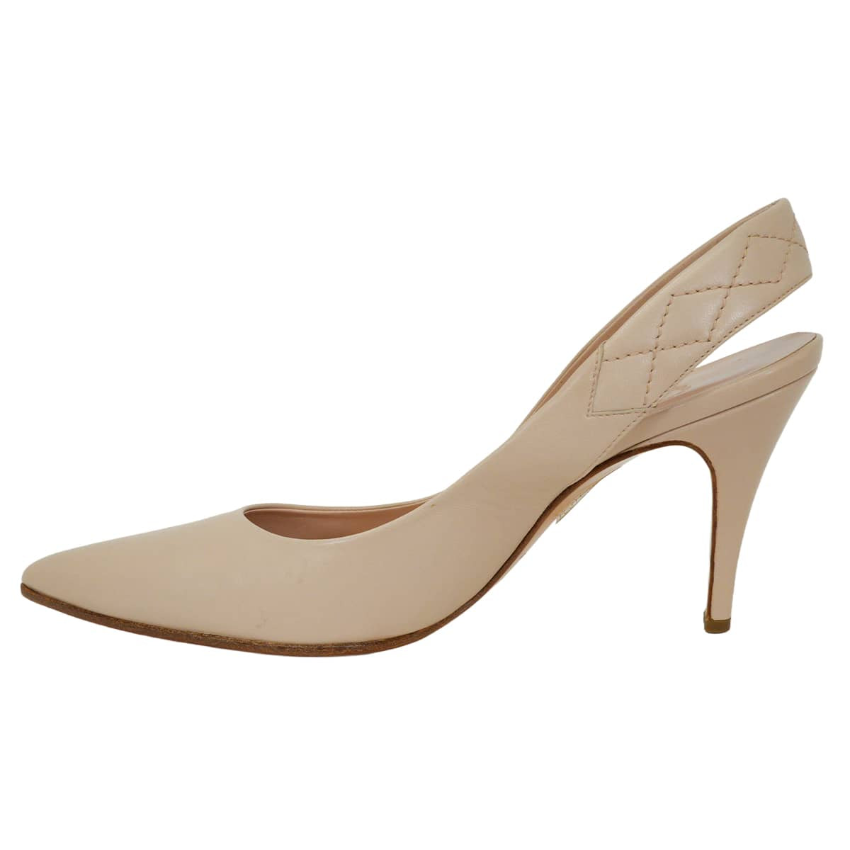 2024 CHANEL pumps Slingback Matelasse COCO MarkPink beige Calfskin #36.5 Silver HW[ALMOST NEW][Authentic]