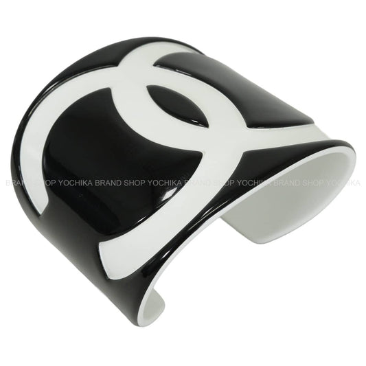 [Pre-loved] CHANEL bracelet Bangle COCO Mark Bicolor Vintage Noir (Black)/Blanc (White) Plastic[LIKE NEW][Authentic]