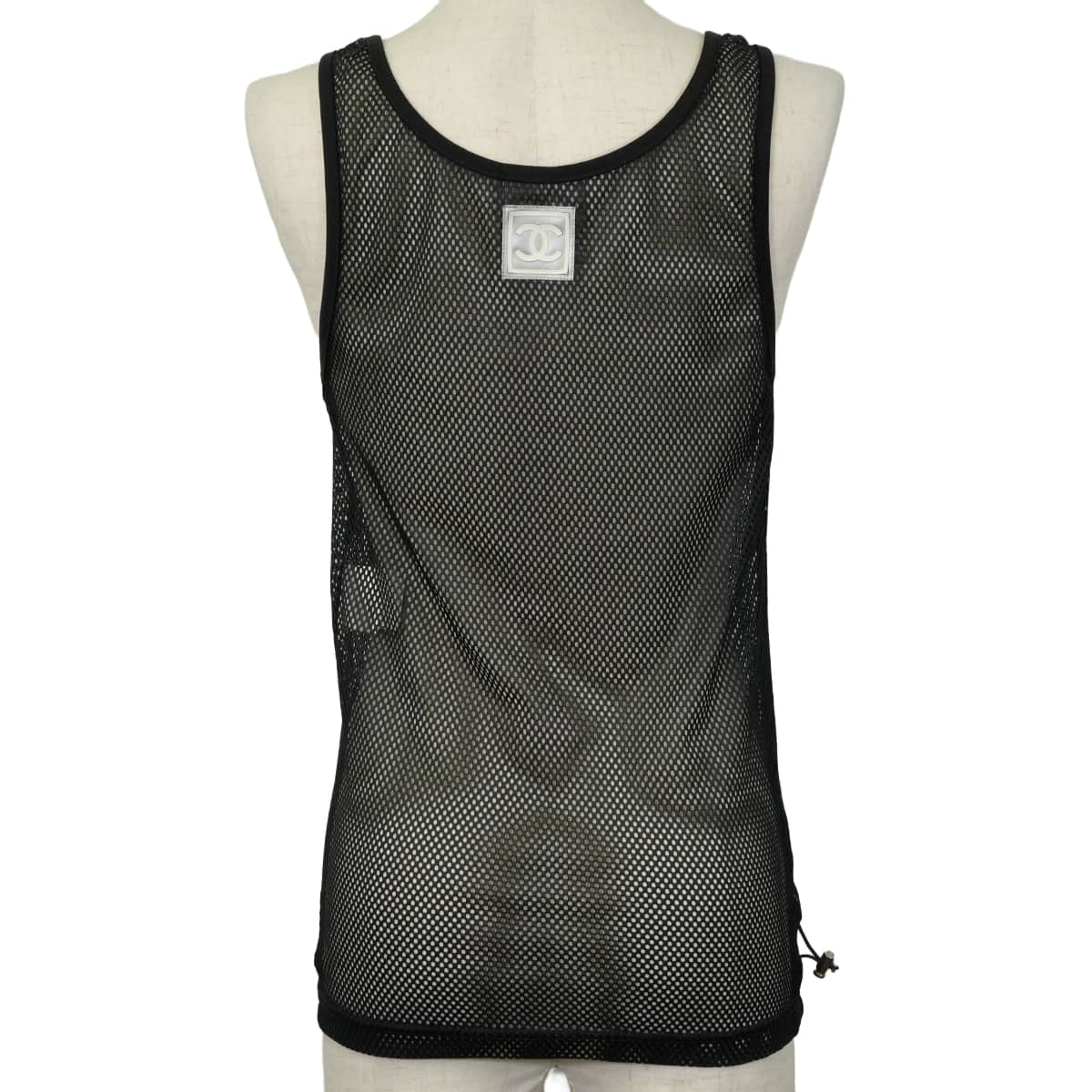 [Pre-loved] 2003SS CHANEL Tank top Sports Line Mesh Noir (Black) Polyester Silver HW P21082[LIKE NEW][Authentic]