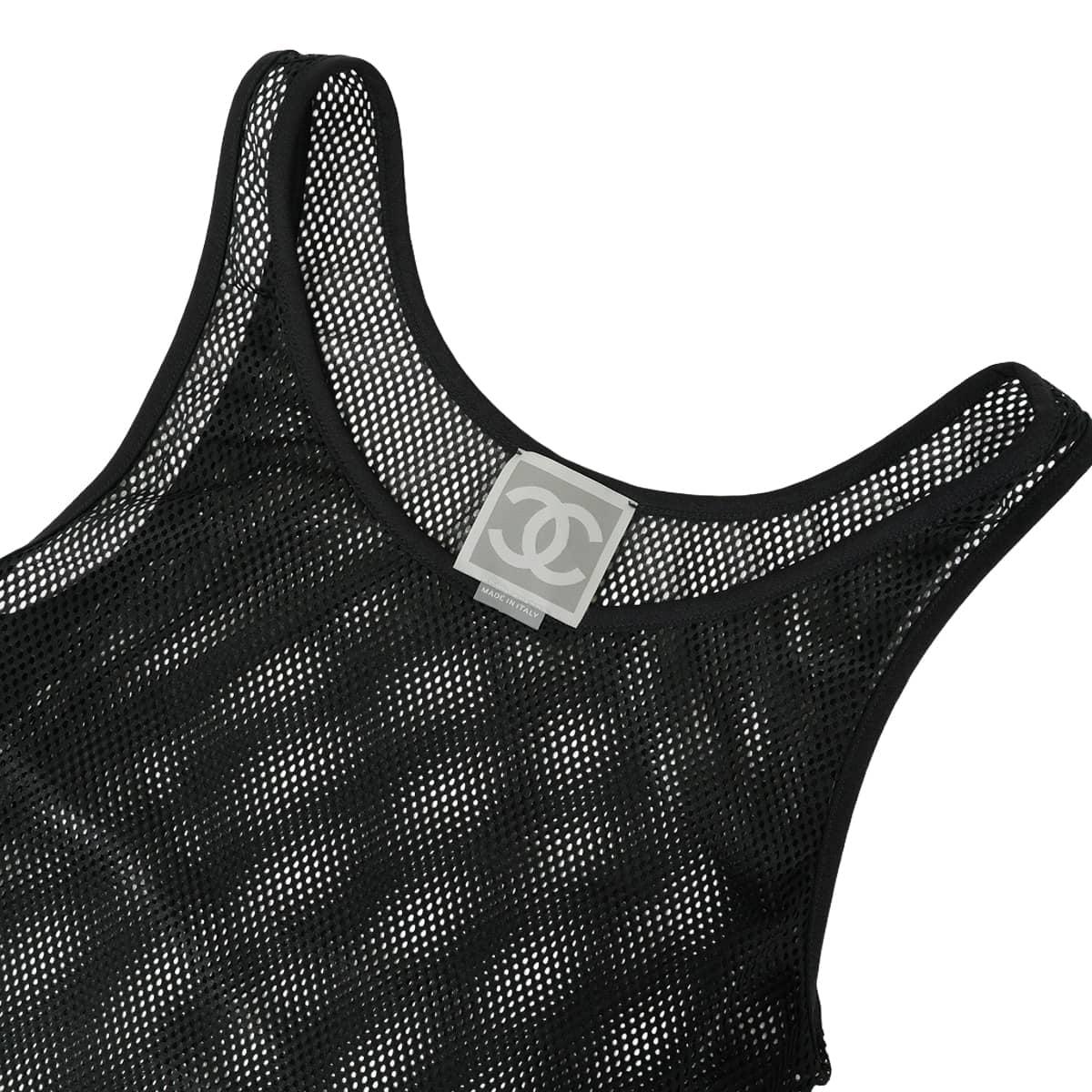 [Pre-loved] 2003SS CHANEL Tank top Sports Line Mesh Noir (Black) Polyester Silver HW P21082[LIKE NEW][Authentic]