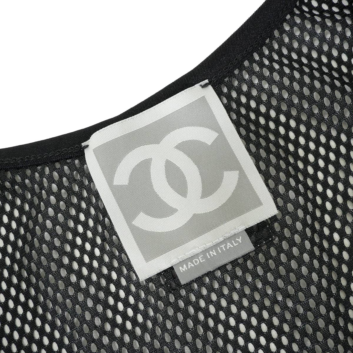 [Pre-loved] 2003SS CHANEL Tank top Sports Line Mesh Noir (Black) Polyester Silver HW P21082[LIKE NEW][Authentic]