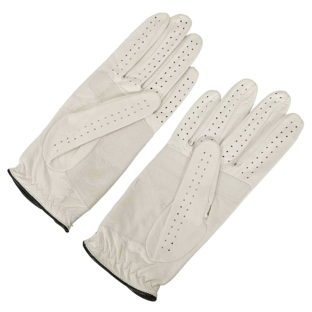 [Pre-loved] CHANEL glove Sports Line Golf Driving COCO Mark Blanc (White)/Noir (Black) Calfskin[USED SA][Authentic]