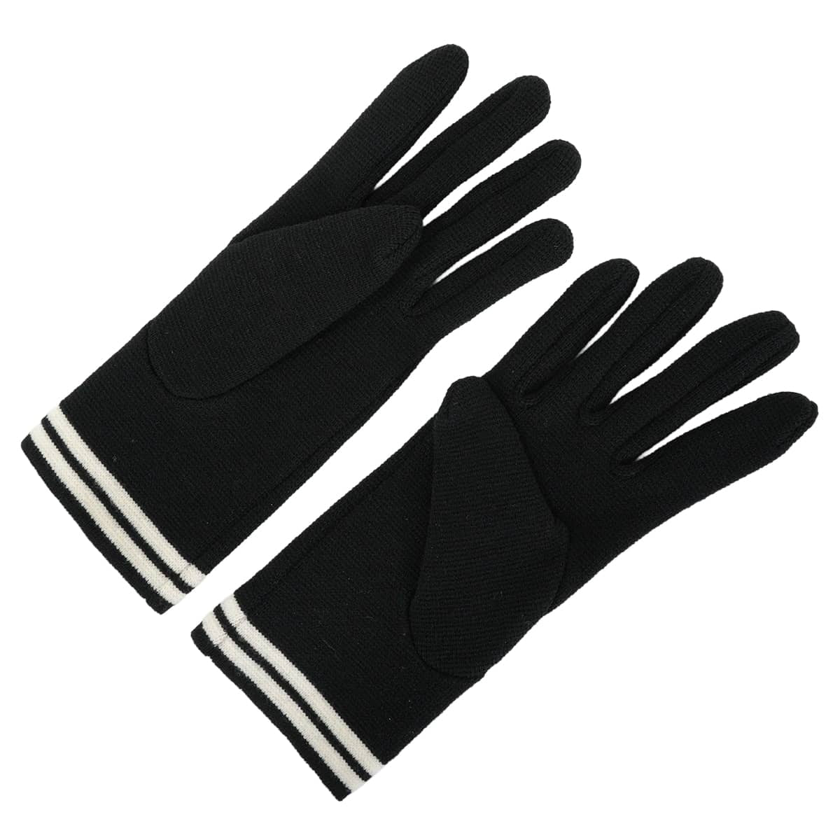 CHANEL glove Sports Line Knit Gloves COCO Mark Noir (Black)/Blanc (White)[EXCELLENT][Authentic]
