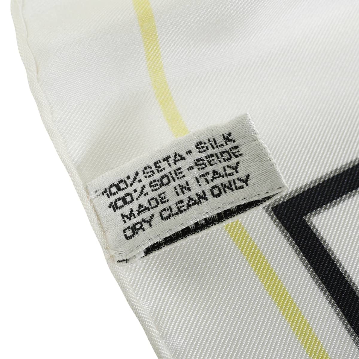 [Pre-loved] CHANEL scarf Large size COCO Mark Blanc (White)/Noir (Black)/Yellow Silk[LIKE NEW][Authentic]