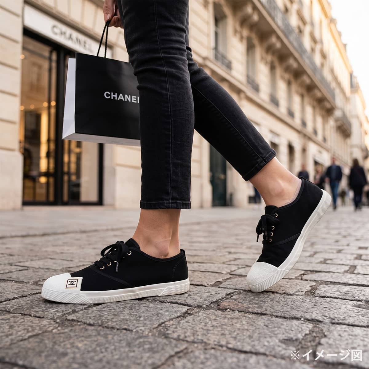 CHANEL sneakers Sport Line COCO Mark Noir (Black)/Blanc (White) Canvas #37 G24656[EXCELLENT][Authentic]