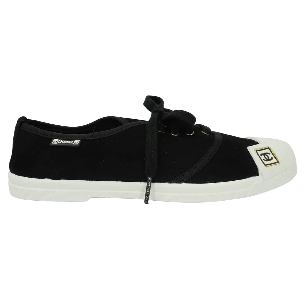 CHANEL sneakers Sport Line COCO Mark Noir (Black)/Blanc (White) Canvas #37 G24656[EXCELLENT][Authentic]
