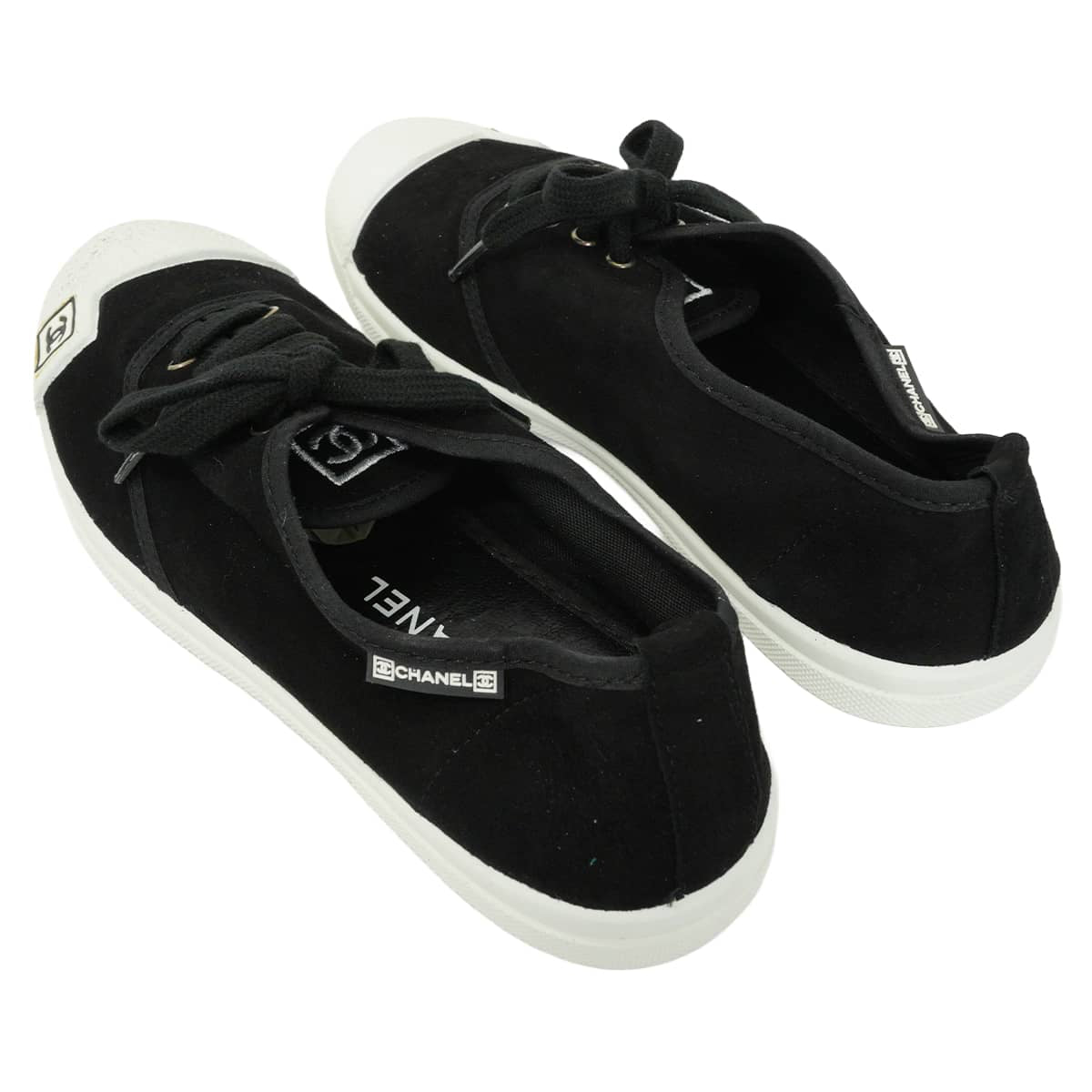 CHANEL sneakers Sport Line COCO Mark Noir (Black)/Blanc (White) Canvas #37 G24656[EXCELLENT][Authentic]