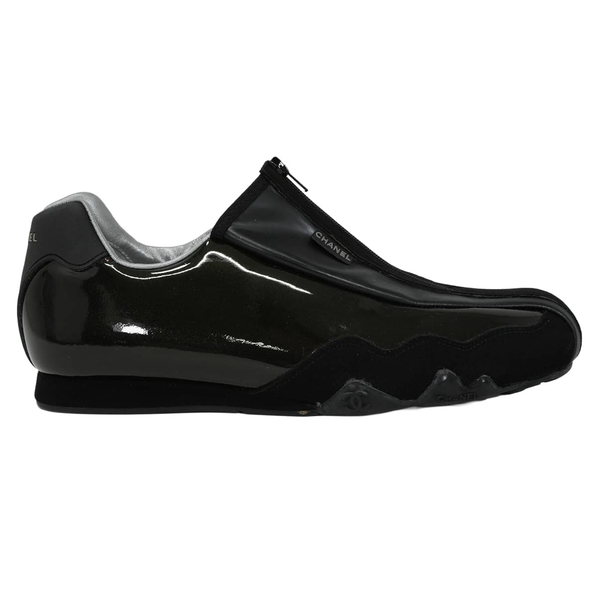 [Pre-loved] CHANEL sneakers Sports line Zip Lace Up COCO Mark Noir (Black) Patent leather/suede #36 G21654[LIKE NEW][Authentic]