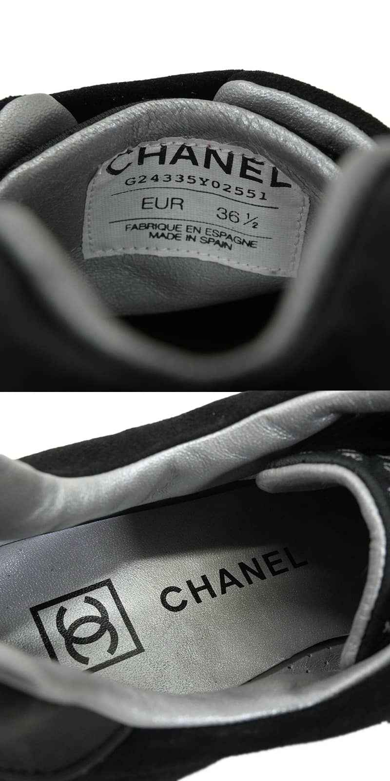 [Pre-loved] CHANEL sneakers Sport Line Slip On Low Cut COCO Mark Noir (Black) Suede/Mesh #36.5 G24335[LIKE NEW][Authentic]