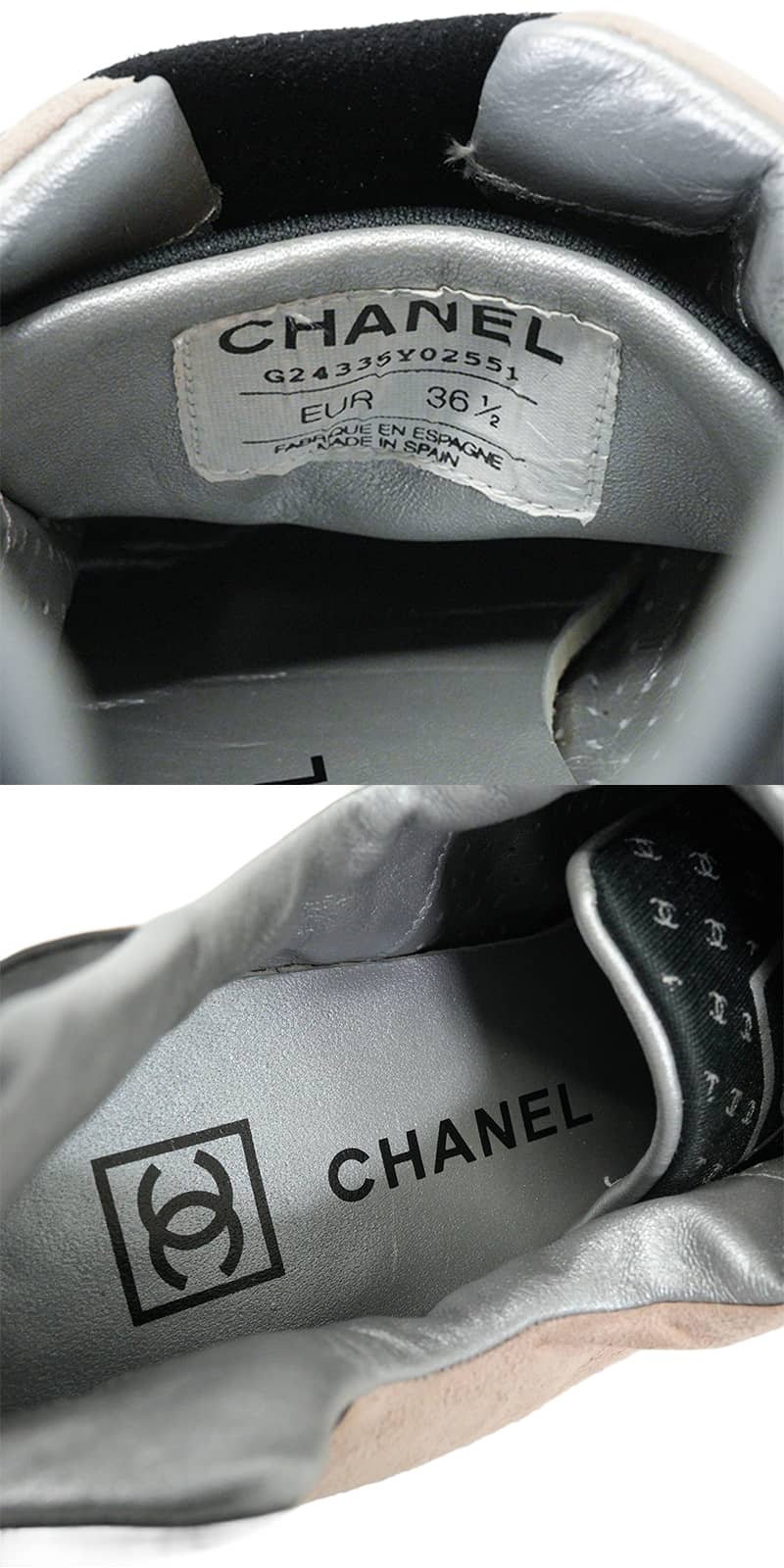 [Pre-loved] CHANEL slip on Sport Line Low Cut COCO Mark Pink/Noir (Black) Suede/Mesh G24335[LIKE NEW][Authentic]