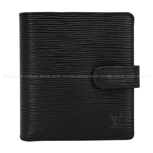 LOUIS VUITTON Bi-fold wallet Porte Billet Compact Noir (Black) Epi Gold HW M63552[ALMOST NEW][Authentic]