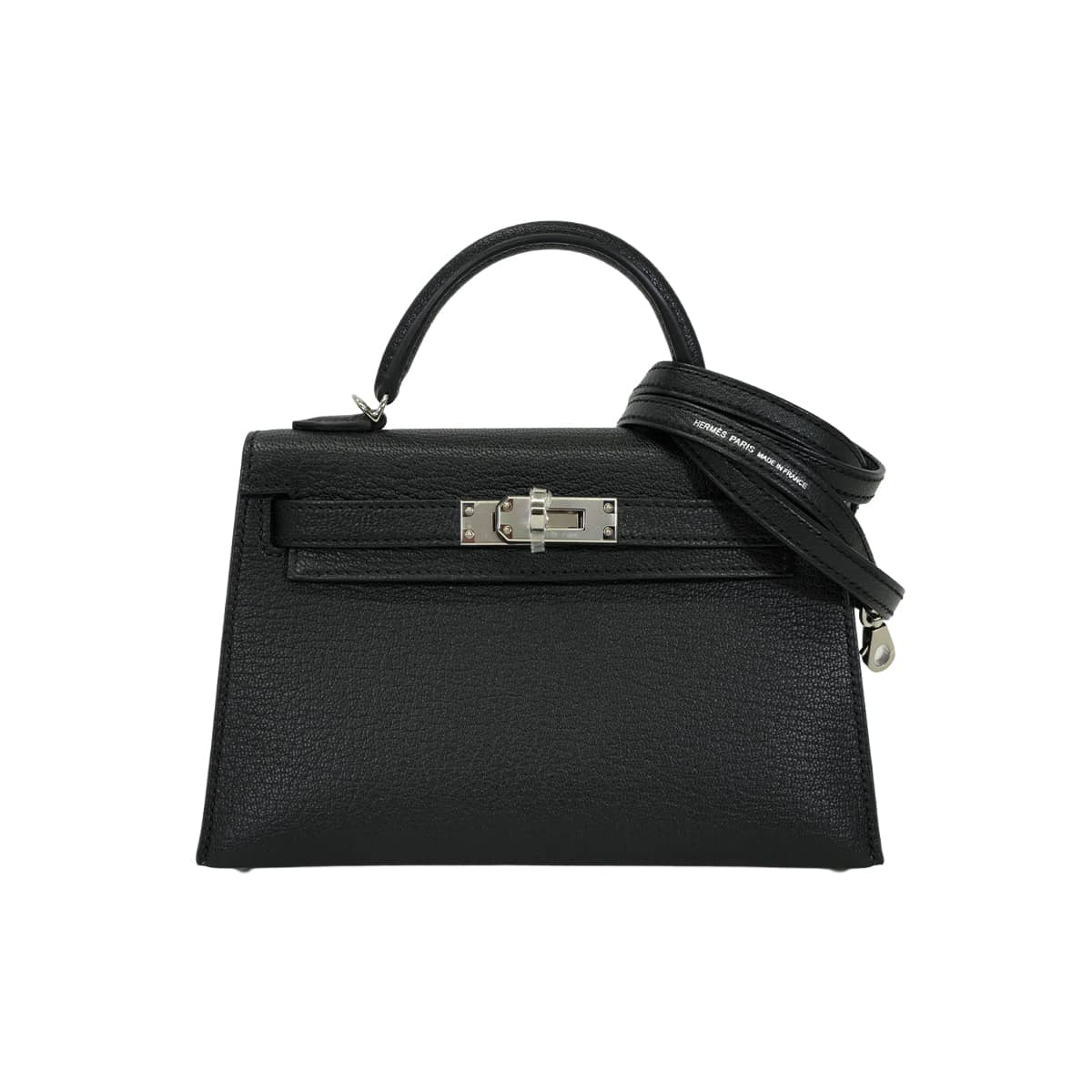 HERMES Shoulder bag Kelly mini 2 Kelly20 Verso Noir (Black)/Origan Chevre Mysore Silver HW Stamp W[EXCELLENT][Authentic]