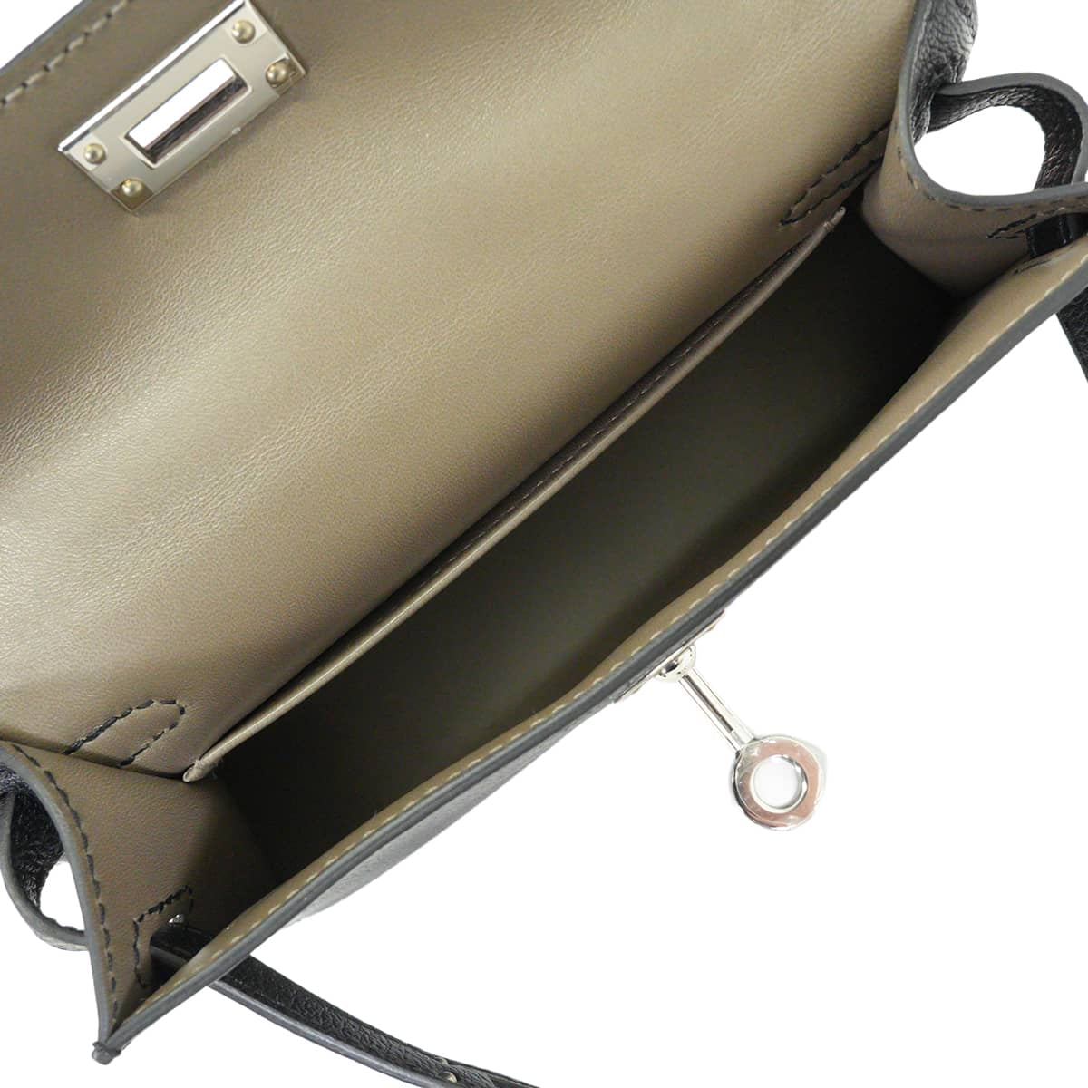 HERMES Shoulder bag Kelly mini 2 Kelly20 Verso Noir (Black)/Origan Chevre Mysore Silver HW Stamp W[EXCELLENT][Authentic]