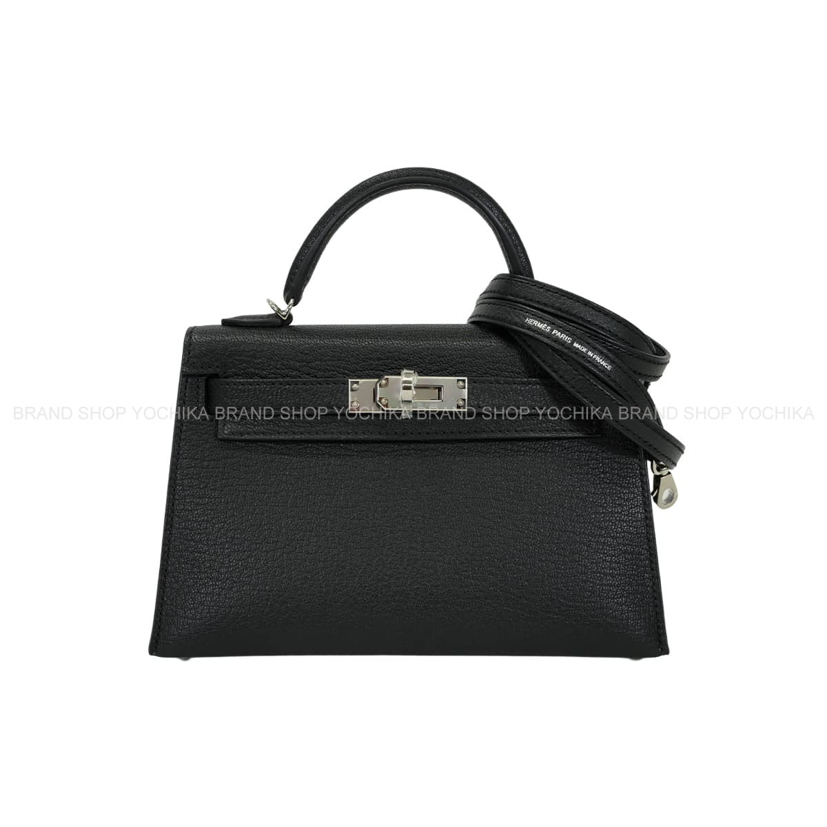 HERMES Shoulder bag Kelly mini 2 Kelly20 Verso Noir (Black)/Origan Chevre Mysore Silver HW Stamp W[EXCELLENT][Authentic]