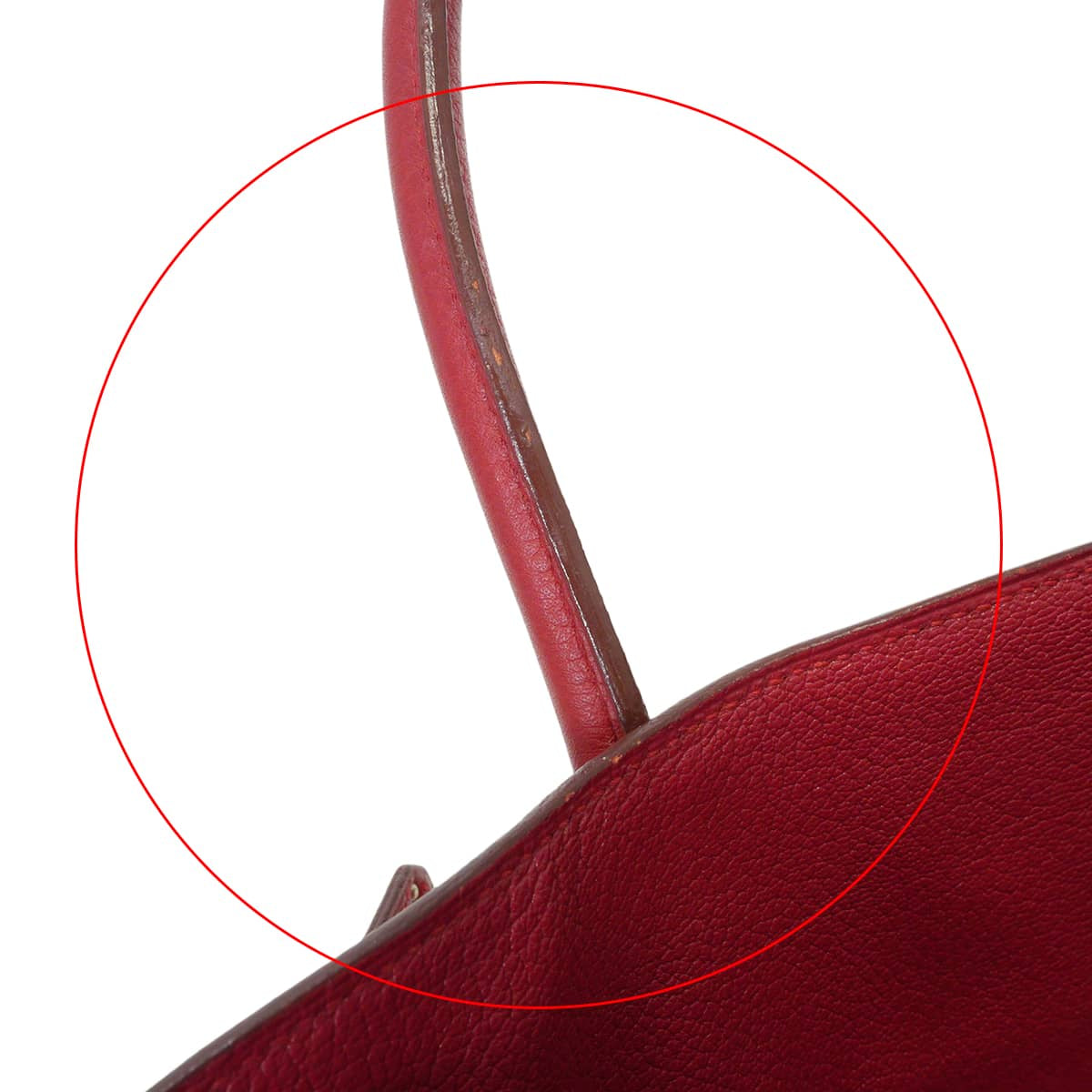 [Pre-loved] HERMES Handbag Birkin30 Rouge Vif Toile H/Taurillon Clemence Silver HW Stamp □H[USED SA][Authentic]
