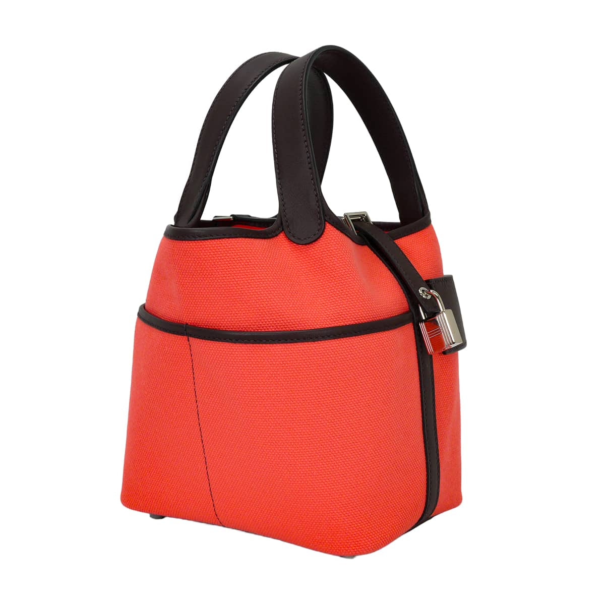 [Pre-loved] HERMES Handbag Picotin 18 PM Cargo pockets Rose Texese/Rouge Sellier Toile Goeland/Veau Swift Silver HW Stamp U[LIKE NEW][Authentic]