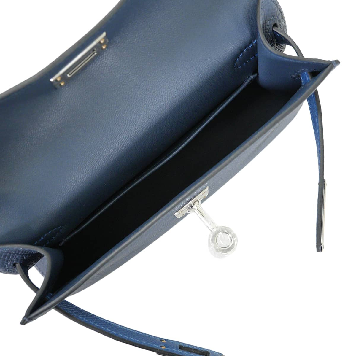 HERMES Shoulder bag Kelly mini 2 Kelly20 Tricolor Bleu Abysse/Blue Tie/Gris Pantin Veau Epsom Silver HW Stamp G[BRAND NEW][Authentic]