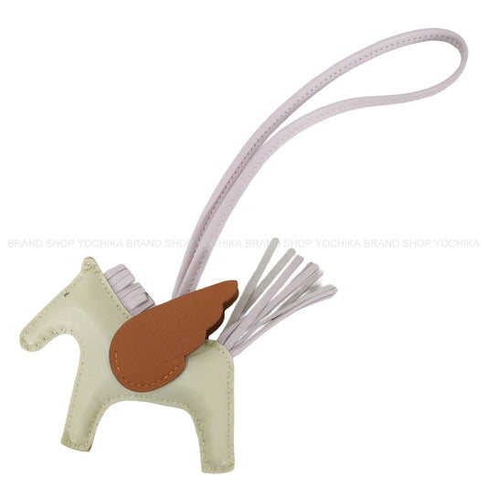 HERMES bag charm Rodeo Pegasus PM Craie/Mauve Pale/Gold Agneau Milo/Veau Swift Stamp U[EXCELLENT][Authentic]
