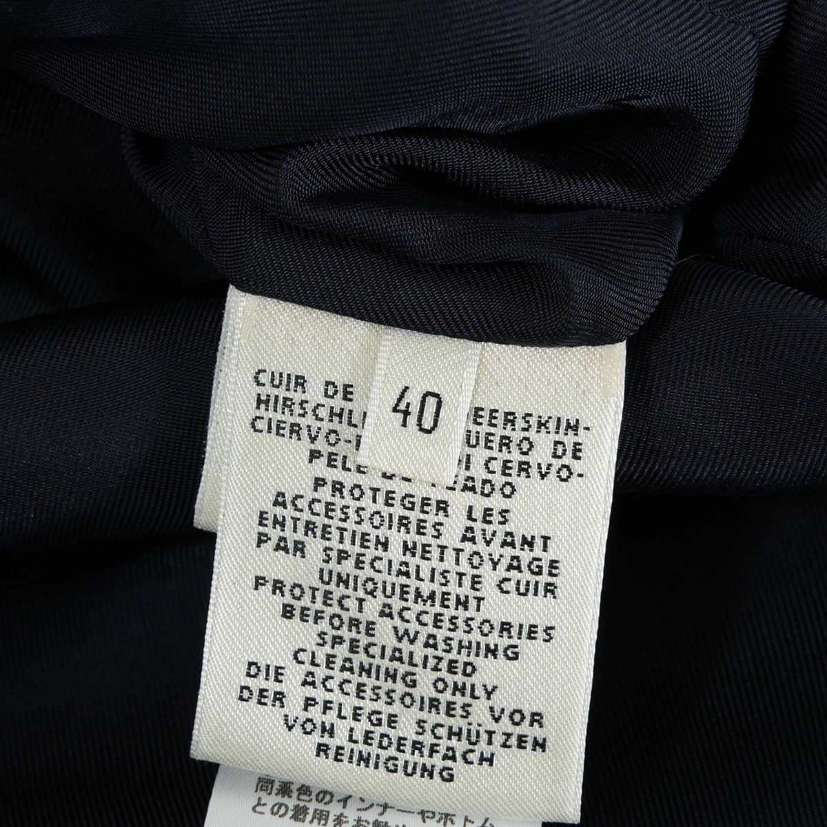 HERMES Women's Sellier Leather Jacket Button 4B Noir (Black) Washed deerskin #40 Silver HW[EXCELLENT][Authentic]