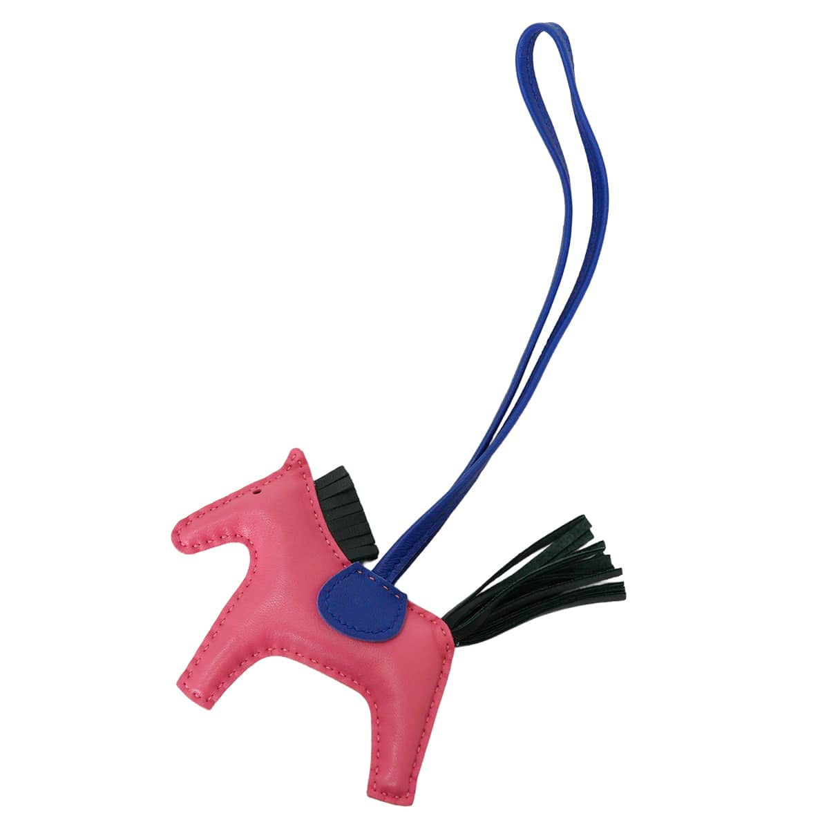 HERMES bag charm Rodeo PM Rose Azalee/Bleu Encre/Vert Cypress Agneau Milo Stamp D[EXCELLENT][Authentic]