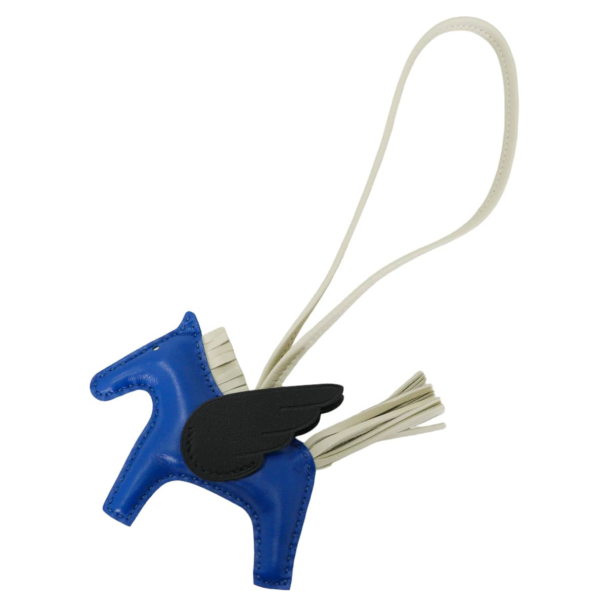 HERMES bag charm Rodeo Pegasus PM Bleu France/Noir (Black)/Craie Agneau Milo/Veau Swift Stamp U[EXCELLENT][Authentic]
