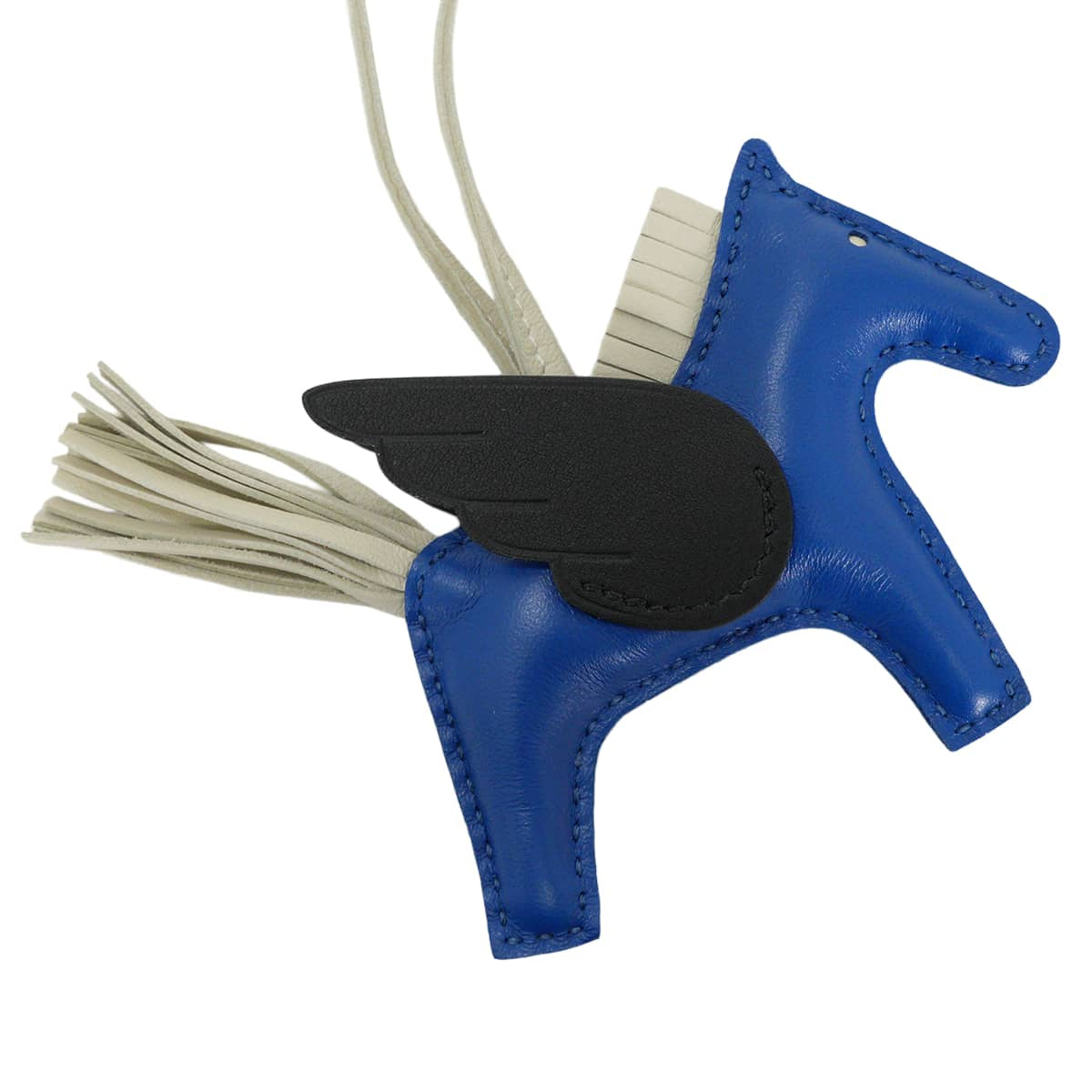 HERMES bag charm Rodeo Pegasus PM Bleu France/Noir (Black)/Craie Agneau Milo/Veau Swift Stamp U[EXCELLENT][Authentic]