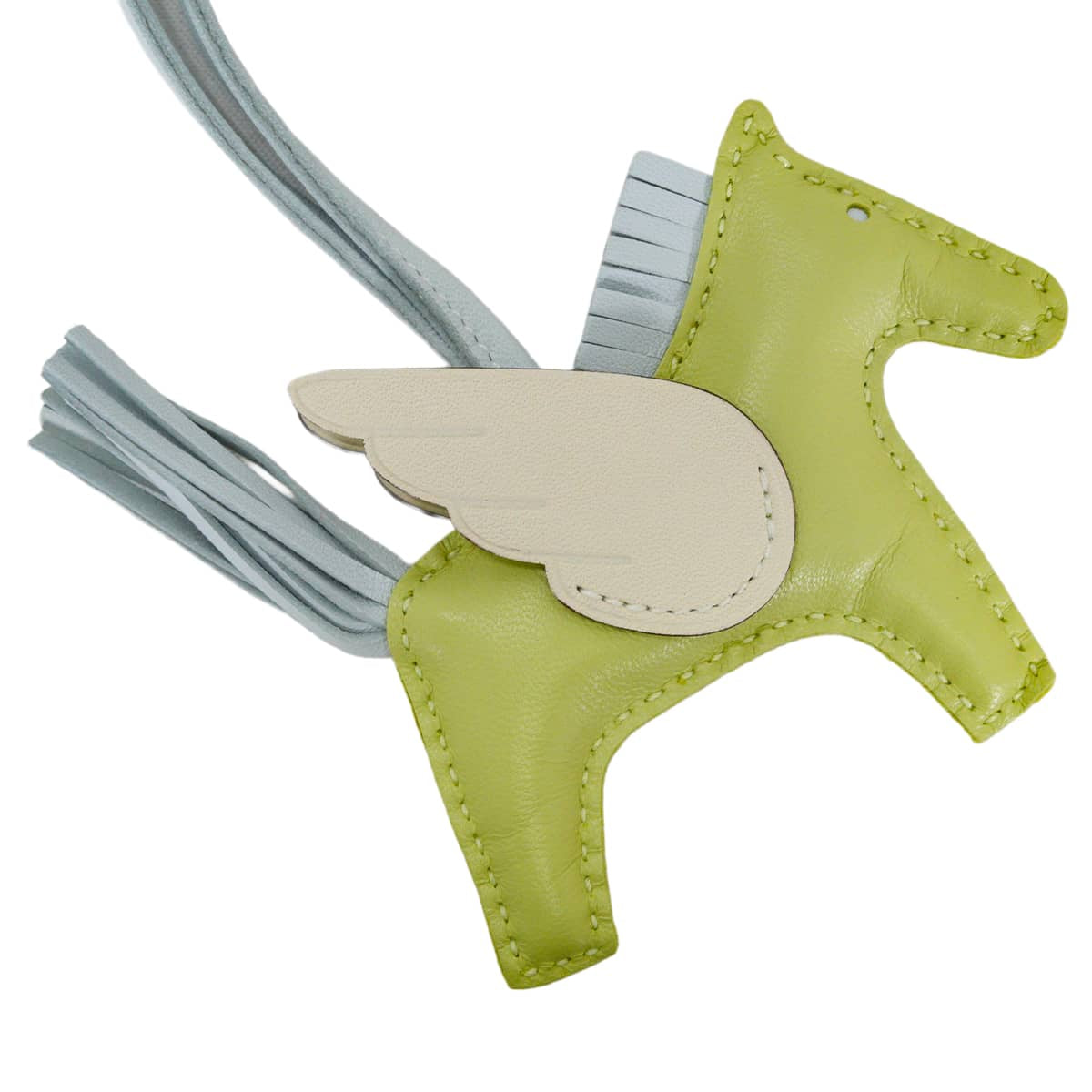 HERMES bag charm Rodeo Pegasus PM Jaune Bourgeon/Nata/Blue brume Agneau Milo/Veau Swift Stamp Z[EXCELLENT][Authentic]