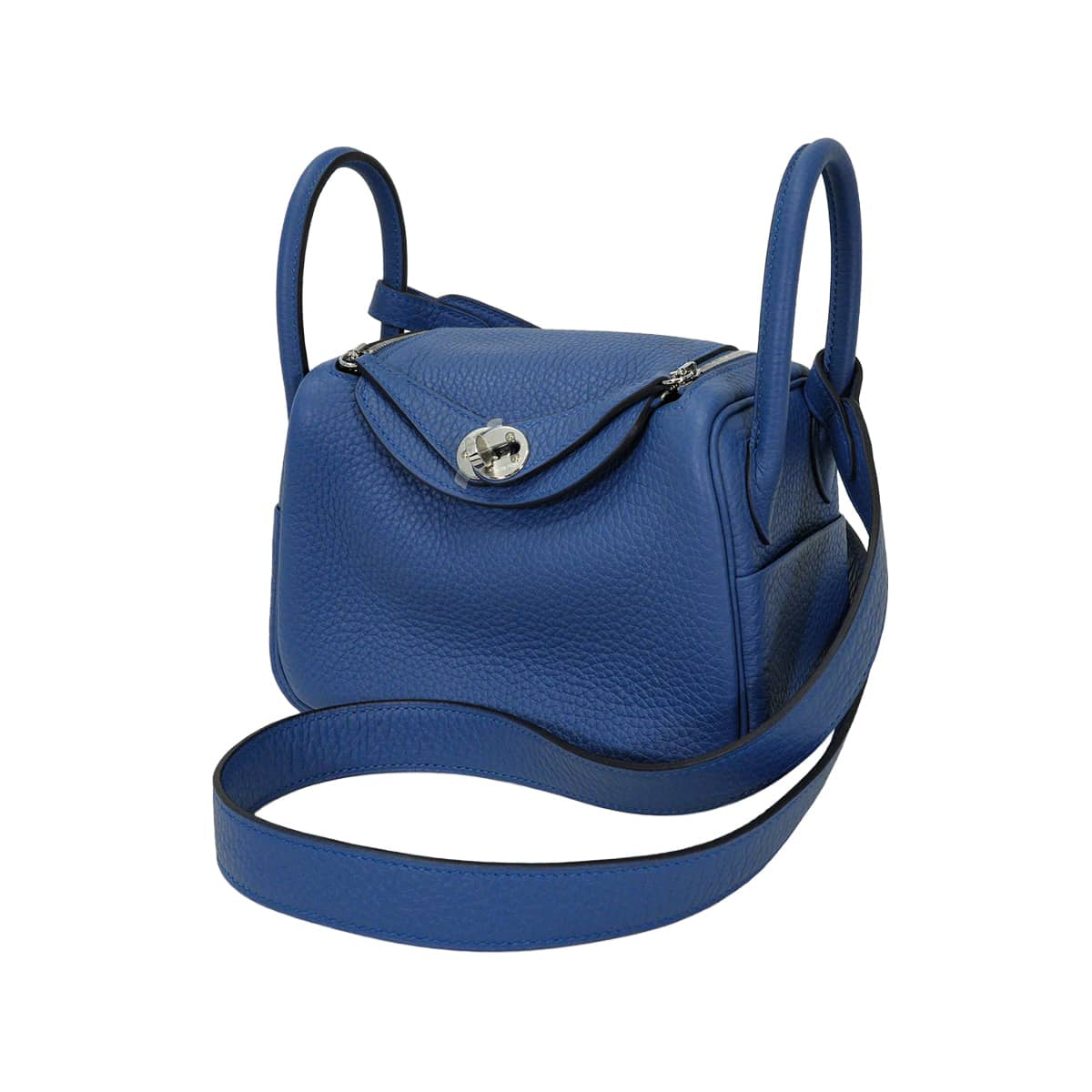 HERMES Shoulder bag Lindy mini 20 Blue Tie Taurillon Clemence Silver HW Stamp K[BRAND NEW][Authentic]