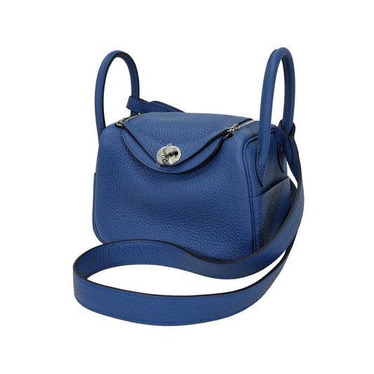 HERMES Shoulder bag Lindy mini 20 Blue Tie Taurillon Clemence Silver HW Stamp K[BRAND NEW][Authentic]