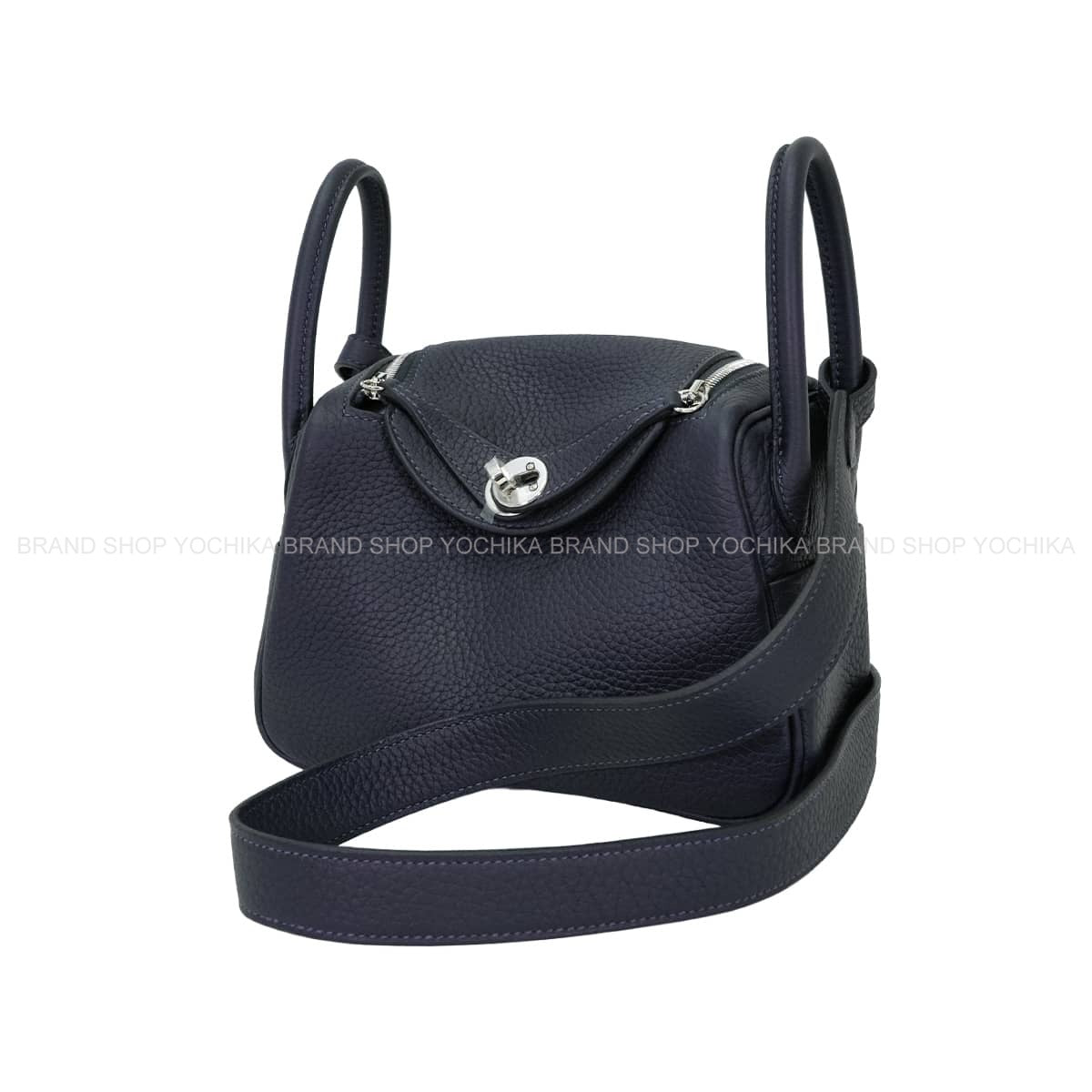 HERMES Shoulder bag Lindy mini 20 Caban Taurillon Clemence Silver HW Stamp G[BRAND NEW][Authentic]