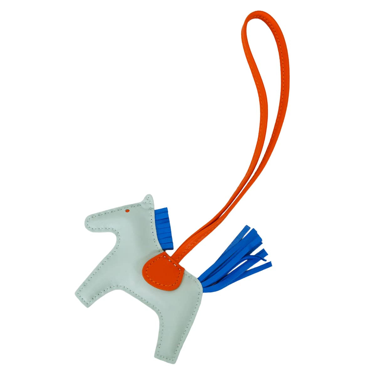 HERMES bag charm Rodeo PM Vert Peppermint/Bleu Hydra/Feu Orange Agneau Milo Stamp G[BRAND NEW][Authentic]
