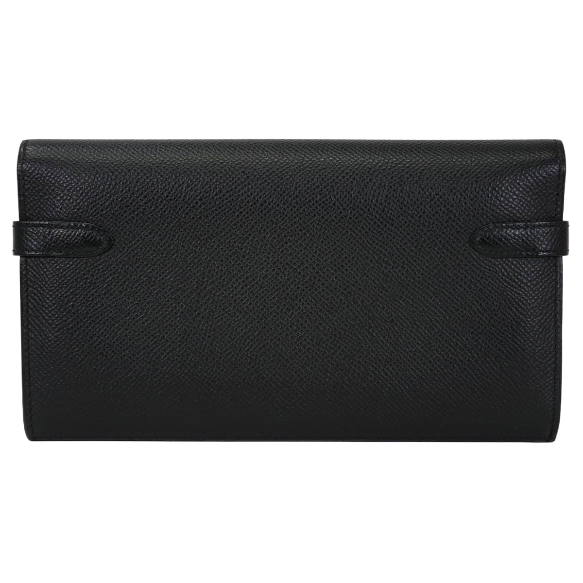 [Pre-loved] HERMES long wallet Kelly Wallet Long Classic Noir (Black) Veau Epsom Silver HW Stamp Y[USED SA][Authentic]
