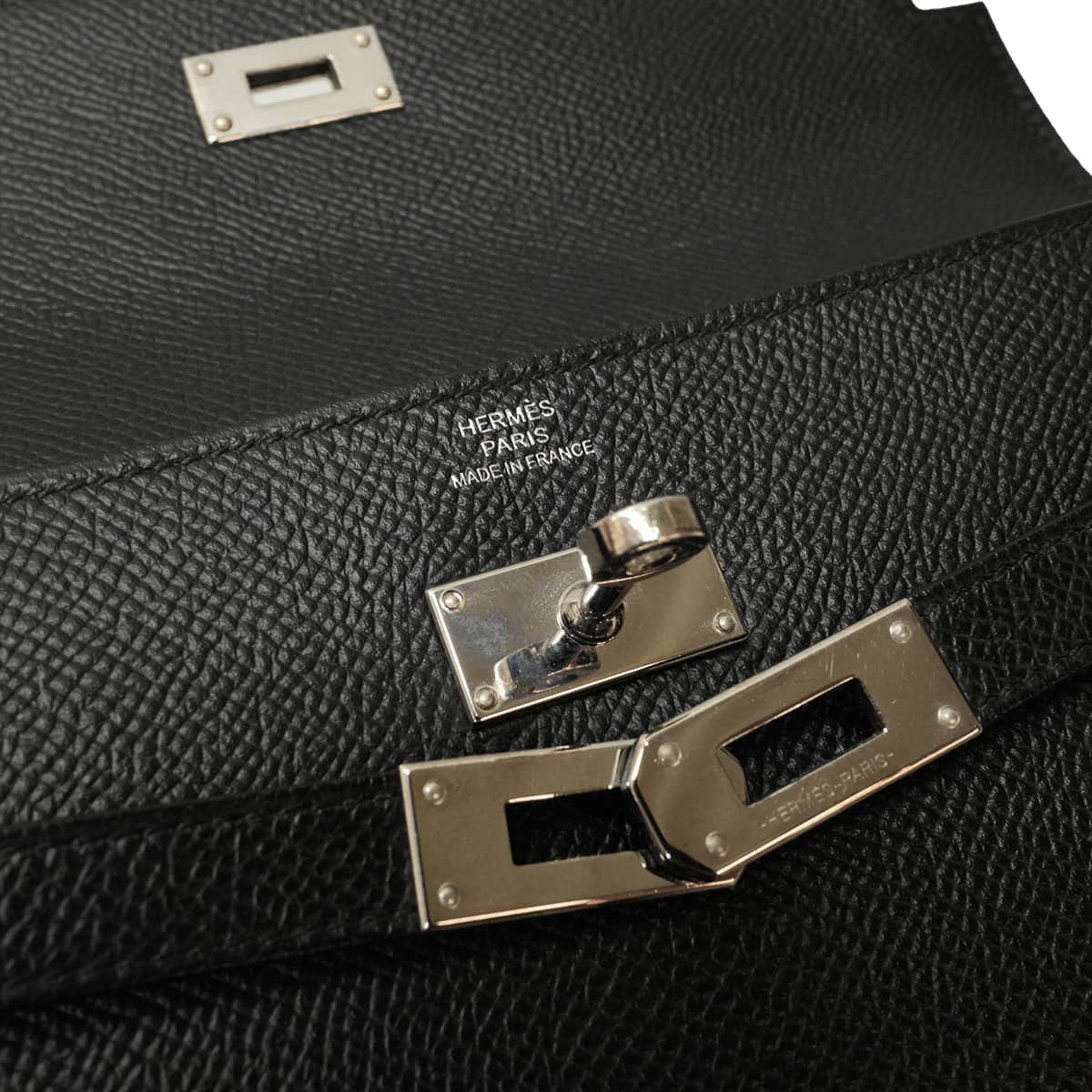 [Pre-loved] HERMES long wallet Kelly Wallet Long Classic Noir (Black) Veau Epsom Silver HW Stamp Y[USED SA][Authentic]