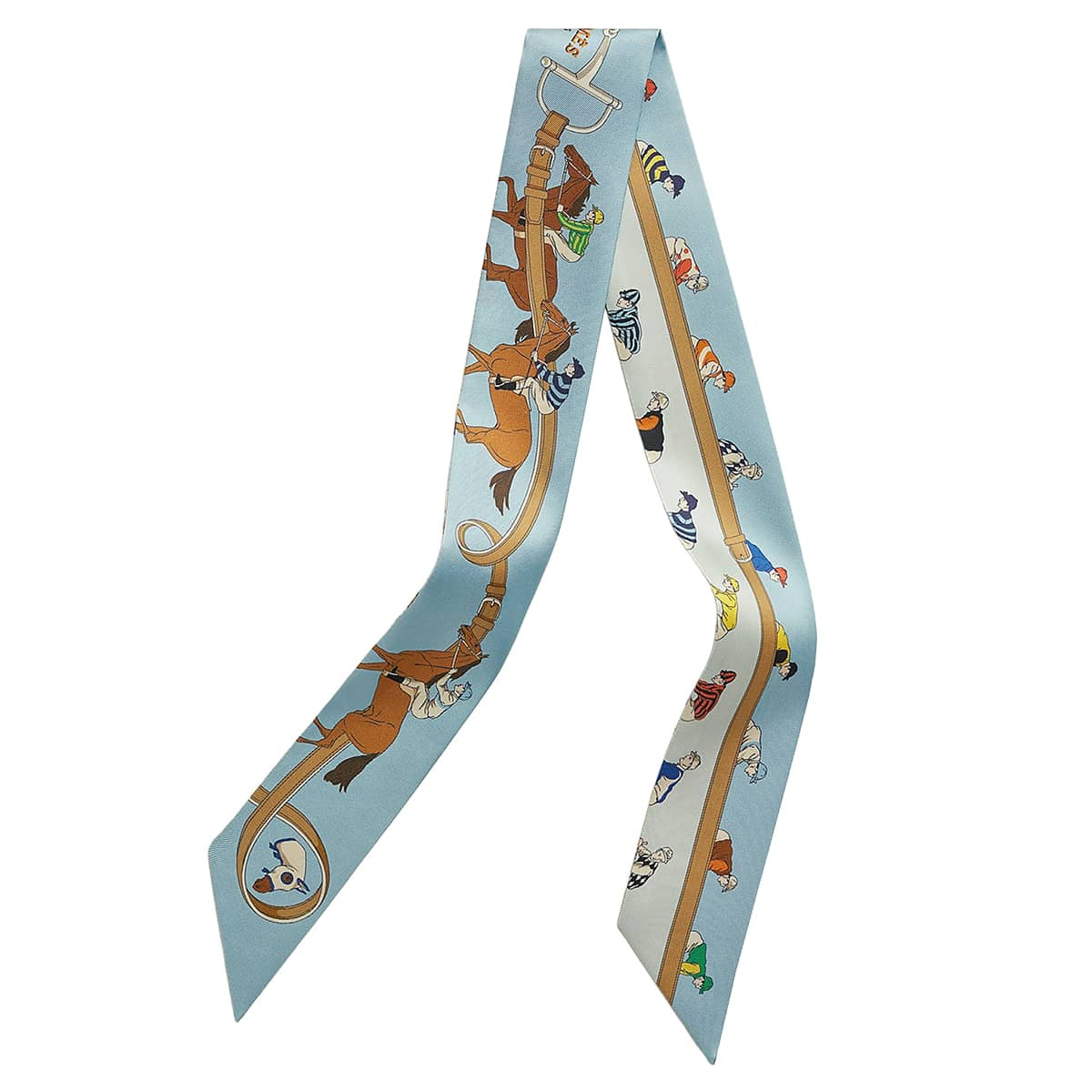 2026AW New HERMES scarf Twilly Turf Les CoursesBlue Ciel / Jeune Vif / Veil Silk100%[BRAND NEW][Authentic]