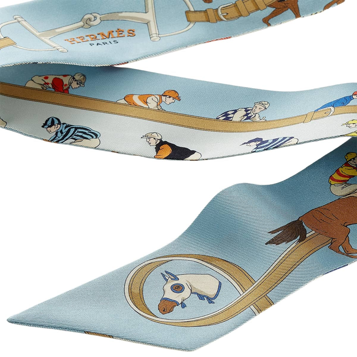 2026AW New HERMES scarf Twilly Turf Les CoursesBlue Ciel / Jeune Vif / Veil Silk100%[BRAND NEW][Authentic]
