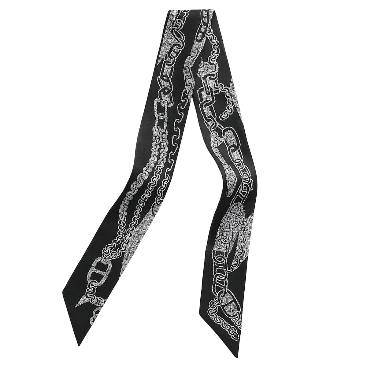 HERMES scarf Twilly Boucle emaillon Noir (Black)/Blanc (White) Silk100%[Authentic]