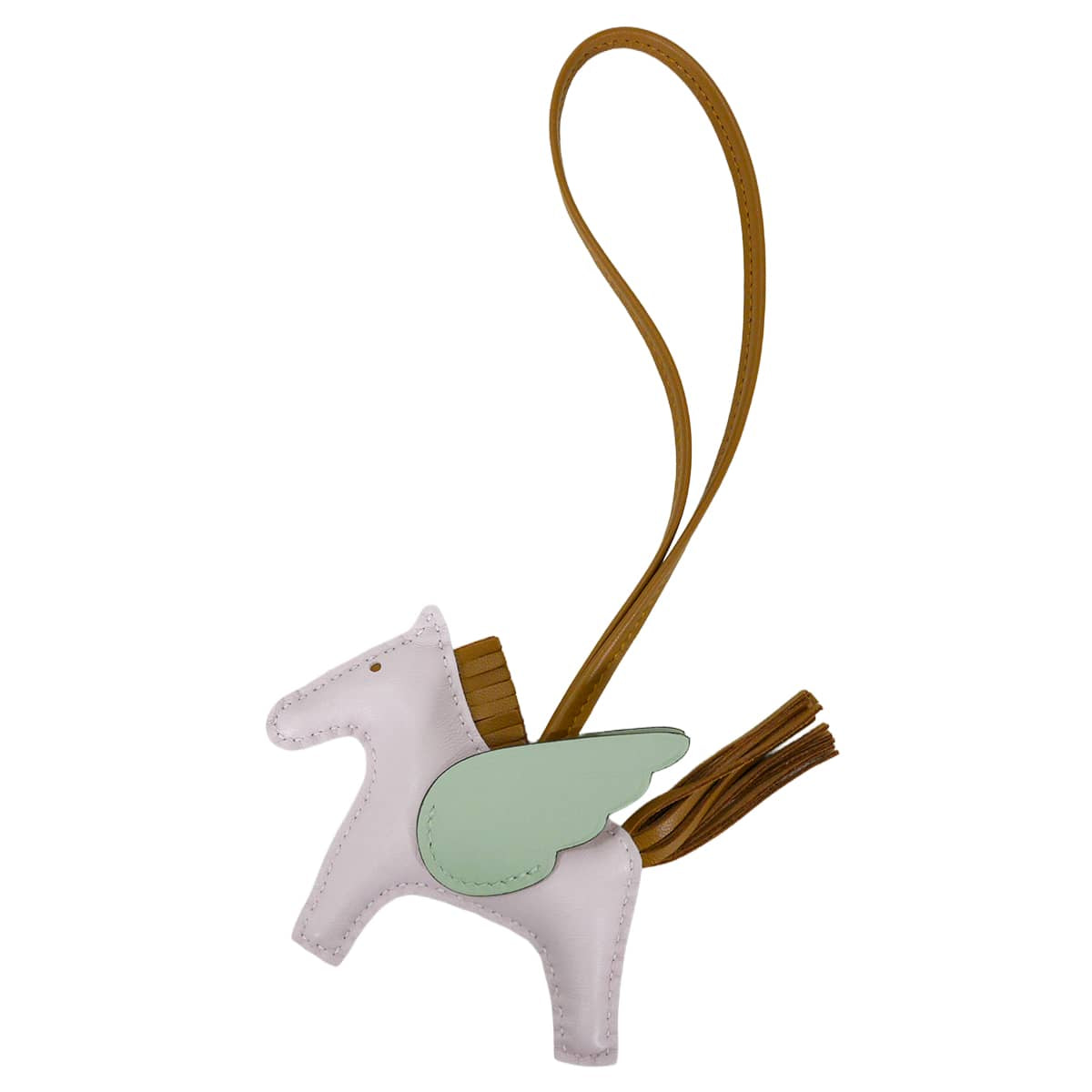HERMES bag charm Rodeo Pegasus PM Mauve Pale/Kraft/Vert d'eau Agneau Milo/Veau Swift Stamp G[BRAND NEW][Authentic]