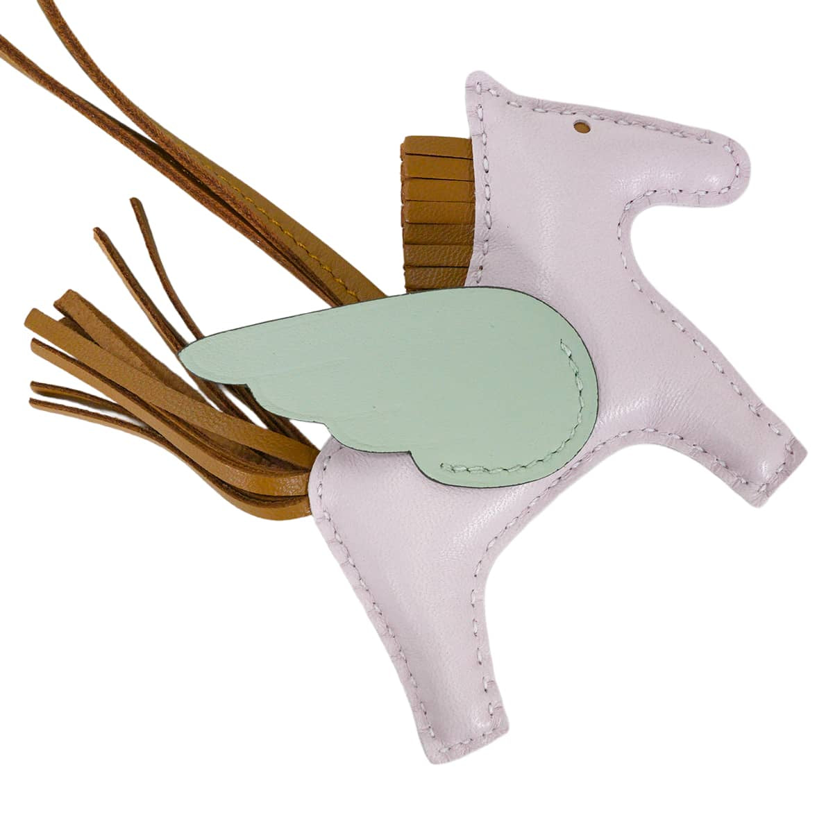 HERMES bag charm Rodeo Pegasus PM Mauve Pale/Kraft/Vert d'eau Agneau Milo/Veau Swift Stamp G[BRAND NEW][Authentic]