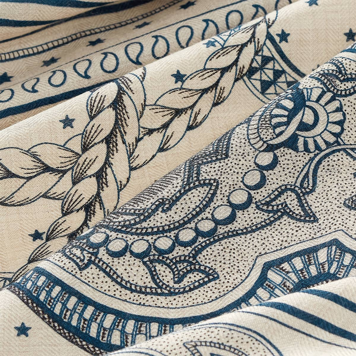 2026AW New HERMES scarf Carre 140 Gran Apparat BandanaBlue Petrol/Natural/Black Cashmere/Silk100%[BRAND NEW][Authentic]