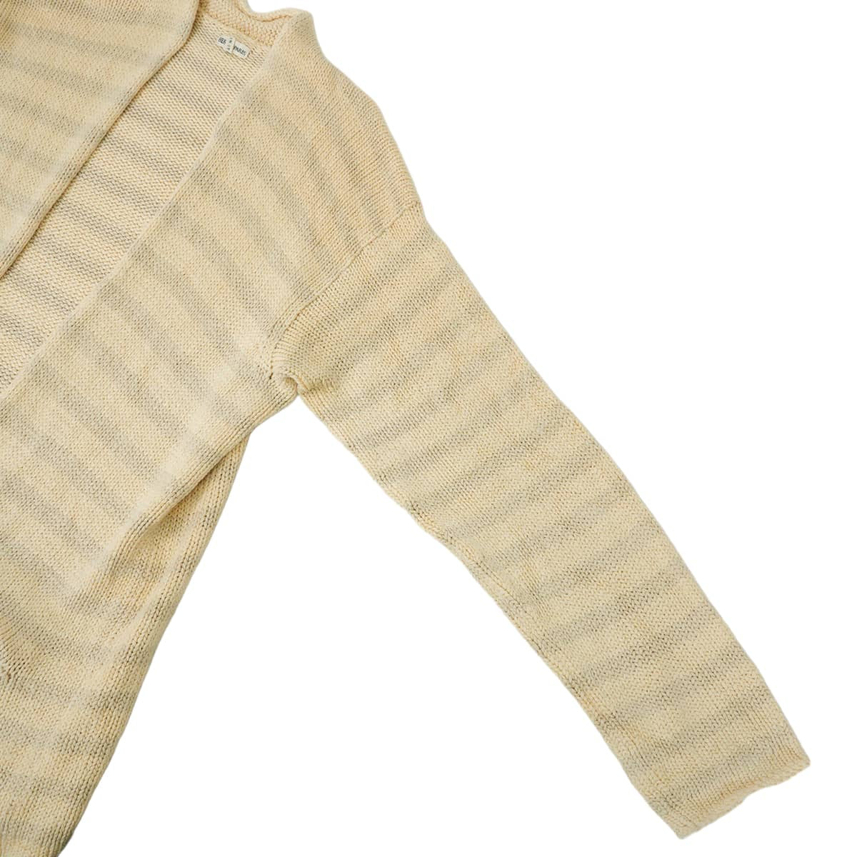 [Pre-loved] 2000SS HERMES Knit Women's chunky cardigan, Margiela era, striped pockets Ivory/Grey Silk100%/Nylon #M[LIKE NEW][Authentic]